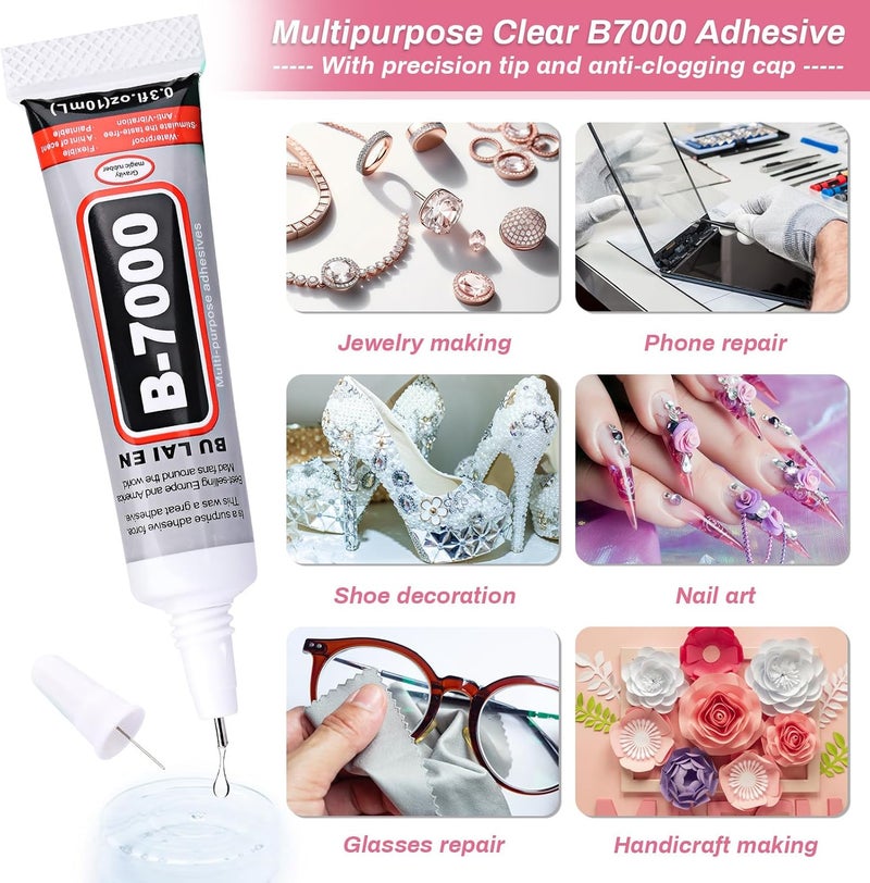 LifeisLuck B7000 Clear Glue Crystal Rhinestone Close Chain Trim, 8 Yards 2MM Silver Rhinestone Chain Clear Beads for Sewing Clothes Cups DIY Craft Jewelry Wedding Bouquet Decoration - Image 4